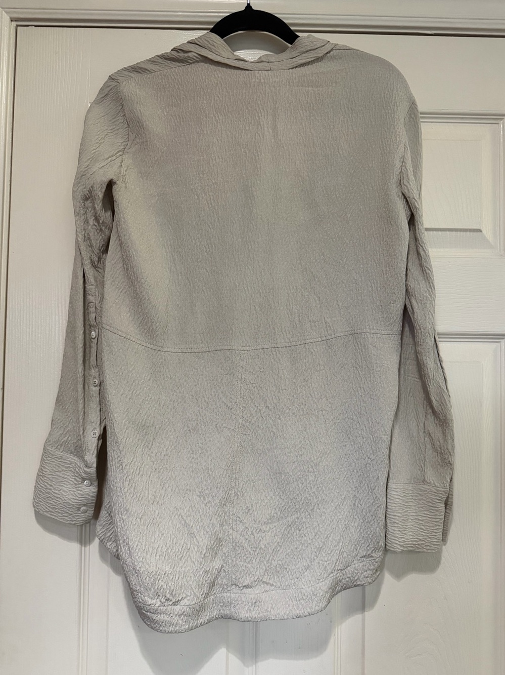 Helmut Lang Textured Silk Asymmetrical Blouse Tunic Greige Taupe Size P - Picture 4 of 7